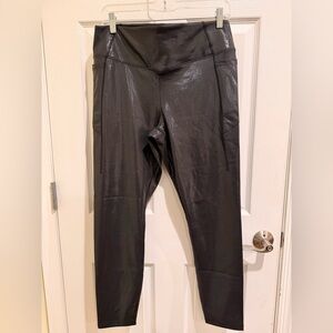 PINK Shiny Black Leggings